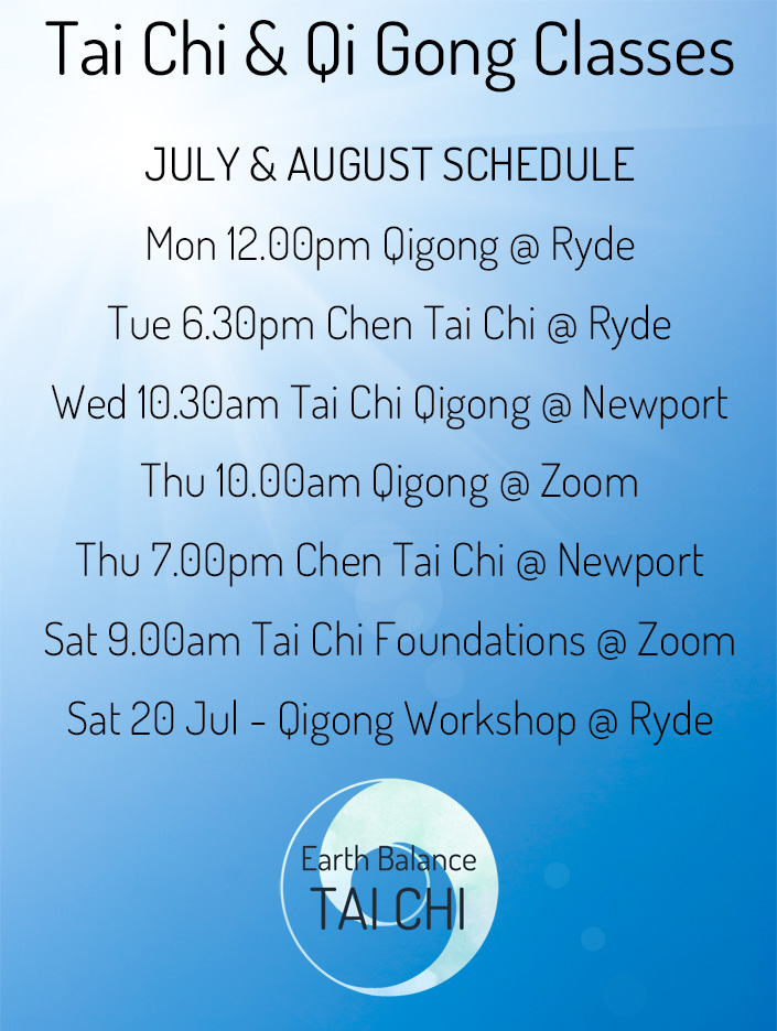 Tai Chi Qigong July August Schedule 2024